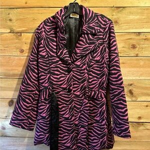 Vintage Couture coat wild zebra pink print size L